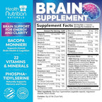 Brain Memory Supplement - 3X Strength Nootropics for Concentration, Clarity & Focus Support - Brain Health Cognitive Vitamins with Bacopa, Phosphatidylserine & DMAE, Brain Booster, 120 Capsules