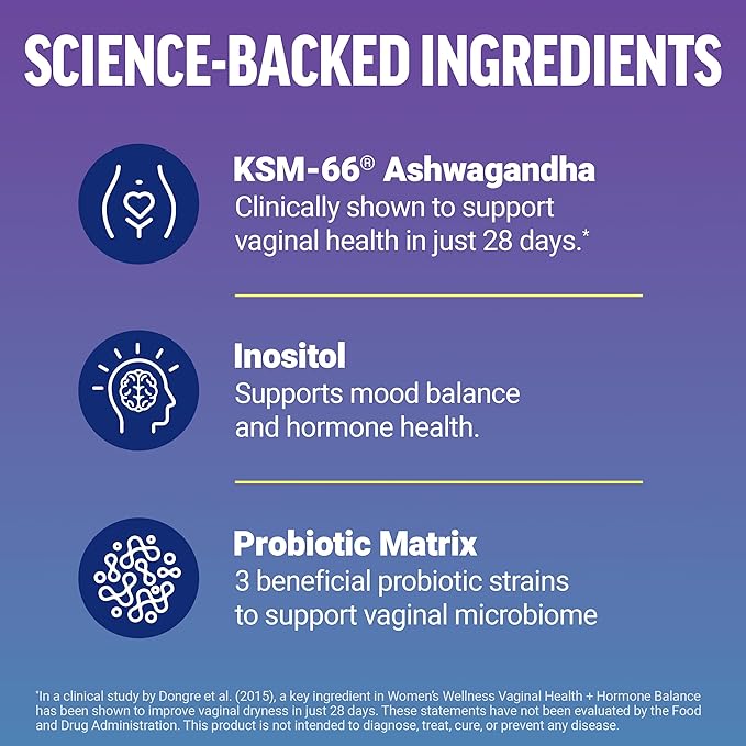 Force Factor Vaginal Health Probiotic Supplement for Women with KSM-66 Ashwagandha & 5B CFUs for pH Balance, Vaginal Flora & Hormone Balance Support, Women’s Wellness, Tropical Punch, 60 Soft Chews