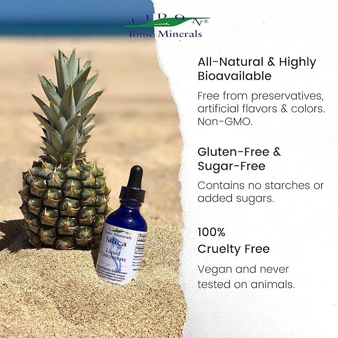 Eidon Ionic Minerals Liquid Silica & Zinc Drops, 2 Fl Oz, Immune Health, Skin Care, All-Natural Ingredients, No Artificial Colors or Preservatives