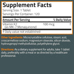Bronson Vitamin K2 MK-7 100 MCG, K2 as MK7 Menaquinone, Bone Support Non-GMO, 120 Tablets