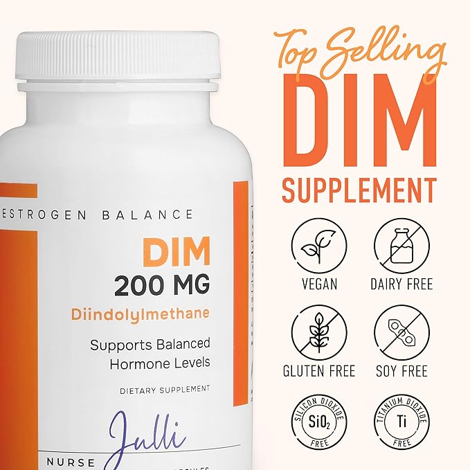 DIM Estrogen Supplement for Women - Hormone Balance & Harmony Support for Menopause, PCOS & Hormonal Acne with Antioxidant Properties - 200 Mg, 60 Count (Pack of 1)