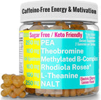 Rhodiola Rosea NALT N-Acetyl-L-Tyrosine Methylated Vitamin B Complex L-Theanine Gummies w P5P B6 5-MTHF B9 Folate Methyl B12 Methylcobalamin B3 Niacinamide, Supplement Powder Capsule Pill Supplements