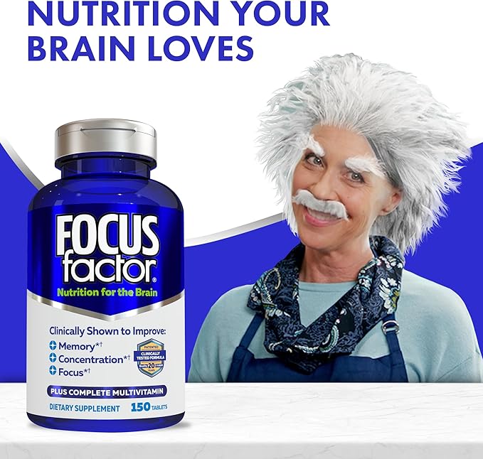 Focus Factor Nutrition for The Brain Improved Memory & Concentration Brain Supplement, 150 Count, 1 Pack (10407)