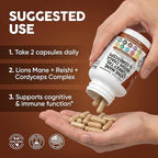 Clean Nutraceuticals Lions Mane 20in1 Mushroom Supplement with Turkey Tail Reishi Cordyceps Chaga Maitake Meshima Poria Cocos Shiitake Oyster Porcini Enoki - 1 Pack