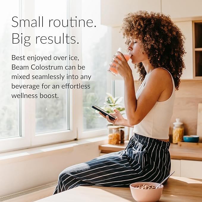 Beam Colostrum Powder – Grass-Fed Bovine Colostrum Supplement, 3g Per Serving, Colostrum for Gut Health, Immune System & Digestive Health Support, Raspberry Lemon Flavor, 30 Servings
