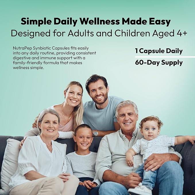NutraPep Synbiotics Probiotic Prebiotic Postbiotic - Daily Gut Health Support with Pre Pro & Post Biotics for Men Women - Digestive & Immune Support Balance Synbiotic Supplement - Vegan Gluten Free