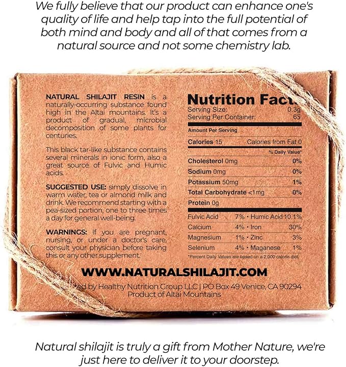 NATURAL SHILAJIT Resin (20g) – Genuine Altai Shilajit for Men & Women, DBP-Verified Bioactive Complex, Trace Minerals & Fulvic Compounds, Lab Tested, Pure Resin Supplement