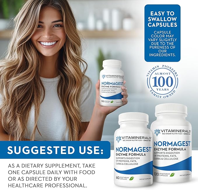 Vitaminerals 61 Normagest | Digestion Support Formula for Protein, Fats & Carbs | Veggie Caps (60 Capsules)