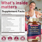 Totaria NAD+ Supplement for Women - NAD Trans-Resveratrol Supplement with Magnesium,CoQ10,PQQ, Ashwagandha,Collagen Peptide - NMN & NMNH Alternative - Cellular Renewal & Energy - 120 Capsules