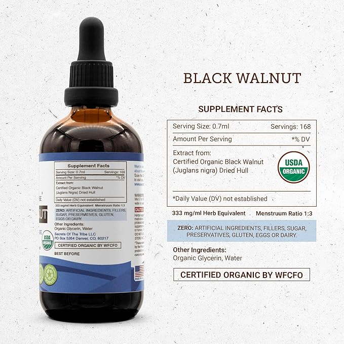 Secrets of the Tribe Grape Seed and Black Walnut Liquid Extract (2 pcs.) | Alcohol-Free Tinctures | Grape (Vitis vinifera) Dried Seed and Black Walnut (Juglans nigra) Dried Hull (2x4 fl oz)