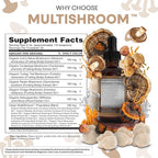 Mushroom Supplement Liquid Drops with Lions Mane Turkey Tail Cordyceps Reishi Chaga Shitake Maitake Tremella Oyster Mushrooms Poria Supplement and Enokitake Mushrooms Complex Blend By Clean Nutra