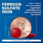 Major Ferosul - Ferrous Sulfate 325mg Tablets with 65mg of Elemental Iron - Iron Supplement for Women, Men - Red - 100 Count