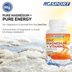 MgSport ZMA Supplement with Clinically Tested Zinc Magnesium for High Absorption - Enhanced with Vitamins B6 B9 for Muscle Recovery - Gentle on Stomach Formula, 120 Capsules