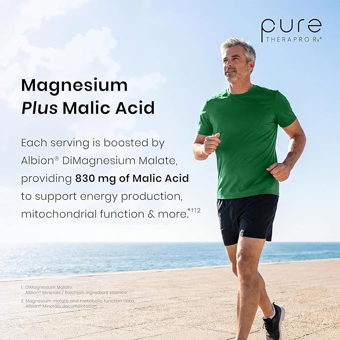 Pure TheraPro Rx Optimum Magnesium Lysinate Glycinate & Di-Magnesium Malate, Made in USA | 4 Month Supply | Chelated for Maximum Absorption, Supports Bone Health & Energy, 240 Count