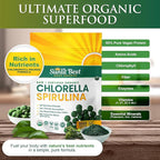 Sunlit Best Chlorella Spirulina Tablets - Organic USDA, Premium Spirulina and Chlorella Tablets 1000 Count - Sun Chlorella Pure Natural Superfood with Algae, Enzymes Chlorophyll & Vegan Protein