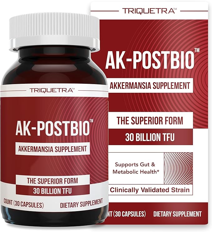 AK-Postbio: Akkermansia Probiotic 30 Billion TFU - Max Strength, Clinically Validated Dose & Patented Strain - Superior Pasteurized Form, Highest Absorption, Delivery - GLP-1 Probiotic - 30 Servings