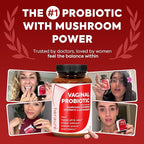 Vaginal Probiotics for Women - pH Balance, Healthy Vaginal Odor, Vaginal Flora, Yeast Balance, Immune Support - Prebiotics & Lactobacillus Probiotic, Mushroom, Cranberry, Pineapple, 60 CT