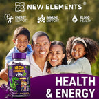 Iron Dinosaur Gummies for Kids with Vitamin C | Sugar-Free, Vegan, Gluten-Free & Non-GMO | Anemia Relief, Energy & Blood Health Support | Grape Flavor, Pectin-Based for Optimal Health (Pack of 2)