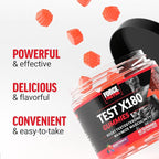 Force Factor Test X180 Gummies Testosterone Booster for Men with Tongkat Ali, Horny Goat Weed, Tribulus Terrestris, Fenugreek, & Black Maca, Testosterone Supplement for Men, Berry Punch, 120 Gummies