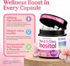 Myo-Inositol & D-Chiro Inositol Supplement for Women - 40:1 Ratio Inositol Capsules with Folate, Vitamin D3, Magnesium & Zinc - Ovarian Support Inositol Multivitamin - 2050mg, 120 Count