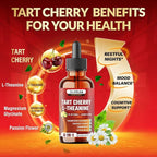 Tart Cherry Extract Liquid Drops - 6in1 with L-Theanine, Magnesium Glycinate, Passion Flower, Chamomile, Lemon Balm - Vegan, Non-GMO - 30ml 1 Fl Oz
