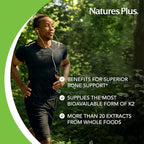 NaturesPlus Source of Life Garden Vitamin K2 - 60 Capsules, Pack of 2 - Supports Healthy Bones - USDA Certified Organic, Non-GMO, Vegan, Gluten Free - 120 Total Servings