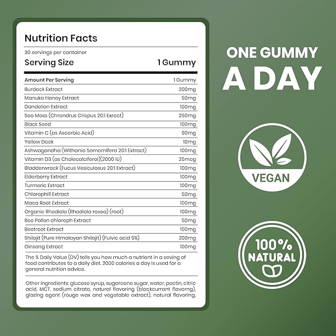 Cured 20-in-1 Superfood Multivitamin for Men & Women with Super Greens & Veggies | Vitamins/Gummy Supplement to Support Energy & Gut Health for Women & Men | 100% Vegan & All-Natural | 30 Day Supply
