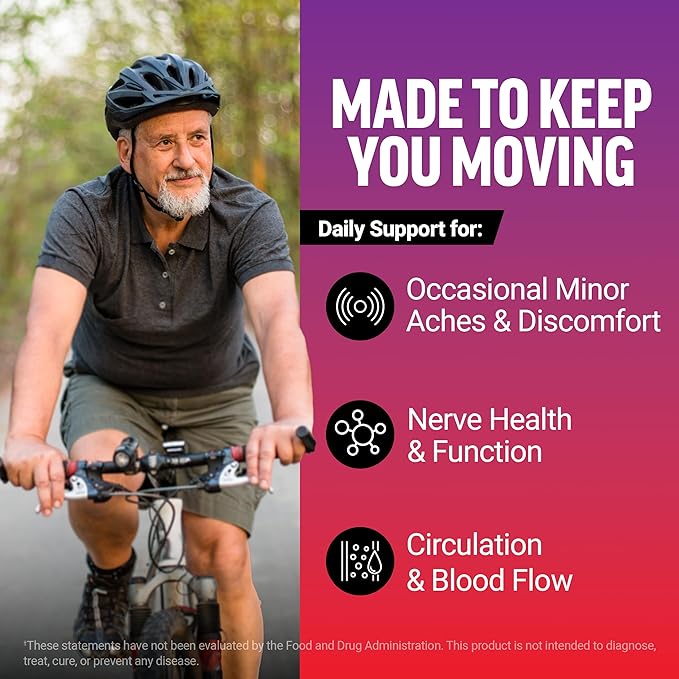 Force Factor Daily Relief Nerve Supplement with Alpha Lipoic Acid, B Vitamins, CoQ10 & Acetyl-L-Carnitine HCl for Nerve Discomfort in Hands, Feet, Toes & Fingers, Blueberry Acai, 30 Soft Chews