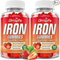 Iron Gummies for Women, Men & Kids, Sugar Free Iron Supplement with Calcium, Zinc, Folate & Vitamin B12, C, B6 - for Blood Building & Energy Support, Anemia, Strawberry, 120 Count
