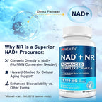 NAD Supplement 1119 mg with NR | Advanced Complex | NMN Alternative | Green Tea Extract + Astaxanthin | Anti-Aging Cellular Energy Support | 60 Capsules, Made in USA