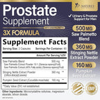 Prostate Health Supplements for Men - 3X Strength with Saw Palmetto Blend Stinging Nettle Root & Pumpkin Seed Support Complex - Supports Bathroom Trips Prostate & Urinary Health - 120 Capsules