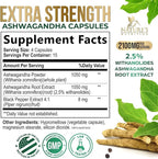 Ashwagandha Supplements - Premium Ashwagandha Capsule for Women & Men, Natural Antioxidant Support Ashwa Root Extract, Extra Strength Calm Support with Black Pepper, Vegan - USA Bottled - 60 Capsules
