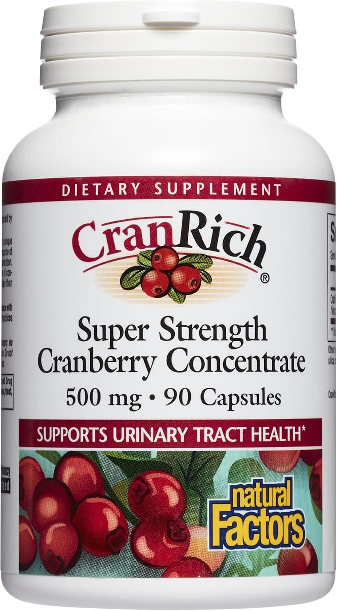 CranRich by Natural Factors, Super Strength Cranberry Concentrate, Antioxidant Supplement for Urinary Tract Support, Non-GMO, 90 Capsules