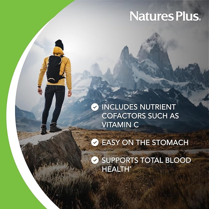 NaturesPlus Hema-Plex Iron - 60 Mixed Berry Chewables - 85 mg Elemental Iron - Total Blood Health - with Vitamin C & Bioflavonoids - Vegan, Gluten Free - 20 Servings