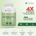 Purely Holistic Hawthorn Berry 665mg + Olive Leaf Extract 750mg Bundle + 270 Vegan Capsules - Made in The USA