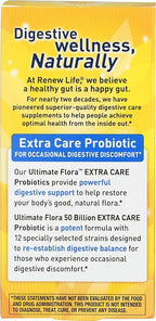 Renew Life Extra Care Digestive Probiotic Capsules, 50 Billion CFU Guaranteed, Daily Supplement Supports Immune, Digestive, Respiratory Health(1), L. Rhamnosus GG, Dairy, Soy and Gluten-Free, 30 Count
