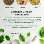 LeafLea Ginger Green Tea, 40 Individually Wrapped Tea Bags of Soothing Green Tea Blend with Natural Ginger Root, Sweetened with Stevia, Supports Digestion and Immunity, Low Caffeine, Sugar-Free