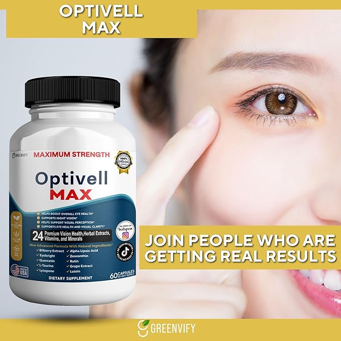Optivell MAX Eye Health Supplement, 24 Premium Vision Vitamins & Minerals, 60 Capsules, 30 Day Supply (3)