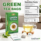 LeafLea 80 Premium Green Tea Bags, Pure Green Tea Leaves, Bright & Mild Flavor with Caffeine, Daily Wellness and Naturally Uplifting, Sugar-Free, Non-GMO, Vegan, Individually Wrapped (2 Pack)