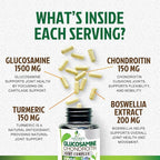 Glucosamine Chondroitin MSM - Joint Support Supplement for Joint Mobility, Comfort and Cartilage Support For Men and Women - Glucosamine Complex Supplements with Turmeric & Boswellia - 60 Capsules