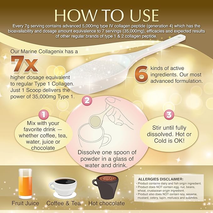 Nano Advanced Hyaluron & Marine Collagen Peptide IV Plus Powder – Japanese 6-in-1 Beauty Formula for Skin, Hair & Nails, Hydrolyzed Collagen with Hyaluronic Acid, Vitamin C, Unflavored, 32 Servings