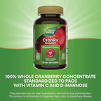 Nature's Way CranRx Cranberry Gummies, Urinary Tract Health Support*, 100% Whole Cranberry Fruit Concentrate with D-Mannose, Vitamin C, 50 Gummies (Packaging May Vary)