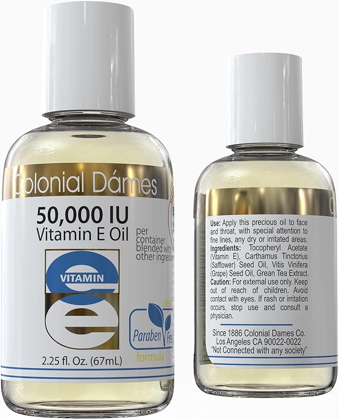 Colonial Dames High Potency 50,000 IU Vitamin E Oil Blend – is an Ideal Antioxidant Skin Therapy Oil for Whole Body.