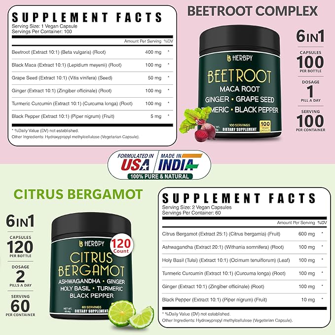Bundle 6in1 Beet Root Capsules & 6in1 Citrus Bergamot Supplement