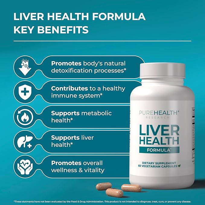 PUREHEALTH RESEARCH Liver Health – Liver Cleanse Detox & Repair Support Supplement- with Milk Thistle, Turmeric Powder, Dandelion, Artichoke, Beet Root, Ginger, L Cysteine HCL & More - 60 Capsules