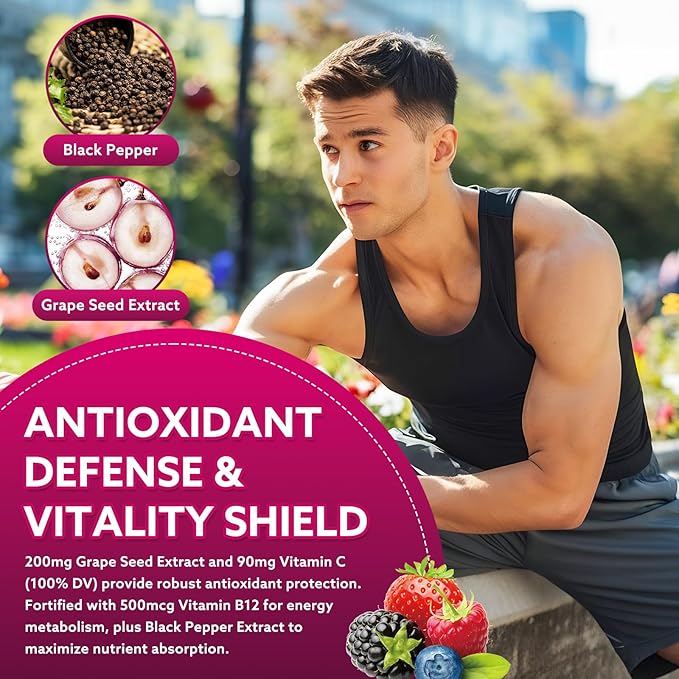 Beetroot Gummies - Beet Root for High Blood Pressure Supplements with Grape Seed Extract + CoQ10 + Black Pepper Extract + L-Citrulline + Vitamin C B12 Ultimate Heart for Blood Flow & Energy, 120 Count