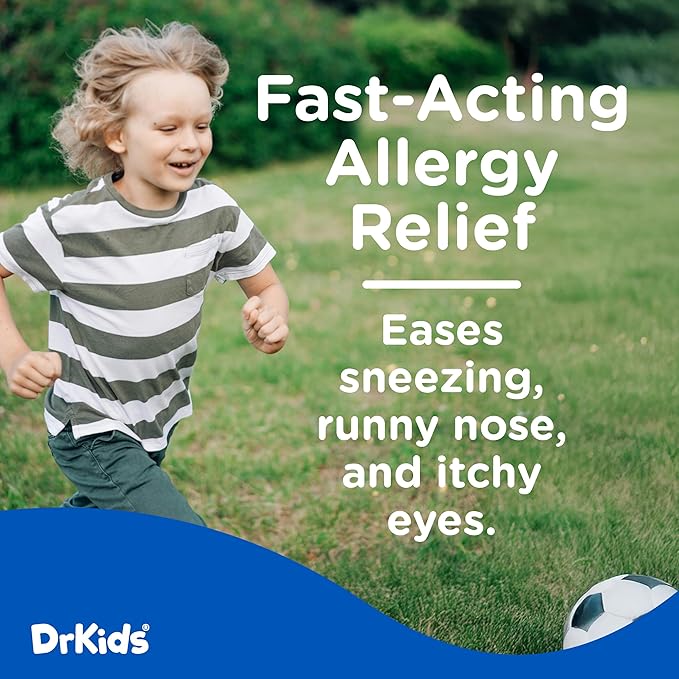 Dr. Kids Children's Allergy Relief Medicine with Diphenhydramine HCl 12.5 mg - Pre-Measured Single-Use Vials, Kids Antihistamine for Sneezing, Runny Nose & Itchy Eyes, Mixed Berry Flavor, 48 Count
