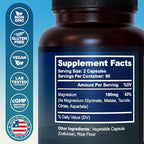 5-in-1 Magnesium Complex - High Absorption - Chelated Magnesium Glycinate, Malate, Citrate, Taurate, & Aspartate for Nerves, Muscles, Bones | 120 Capsules | Magnesium Supplement