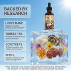 Mushroom Supplement Liquid Drops with Lions Mane Turkey Tail Cordyceps Reishi Chaga Shitake Maitake Tremella Oyster Mushrooms Poria Supplement and Enokitake Mushrooms Complex Blend by Clean Nutra