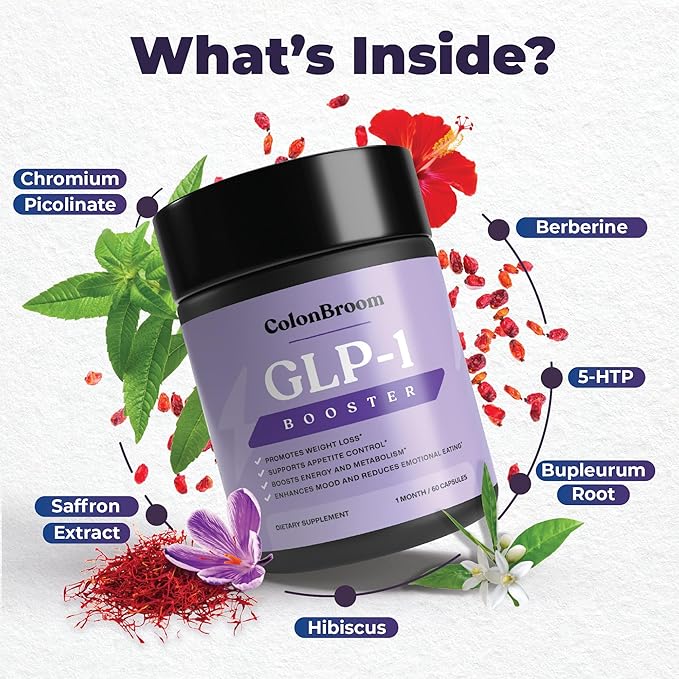 ColonBroom GLP-1 Weight Management Supplement for Women & Men - GLP1 Supports Gut Health, Metabolic Wellness & Appetite Regulation - Vegan, Gluten-Free Diet Capsules | 120 Count